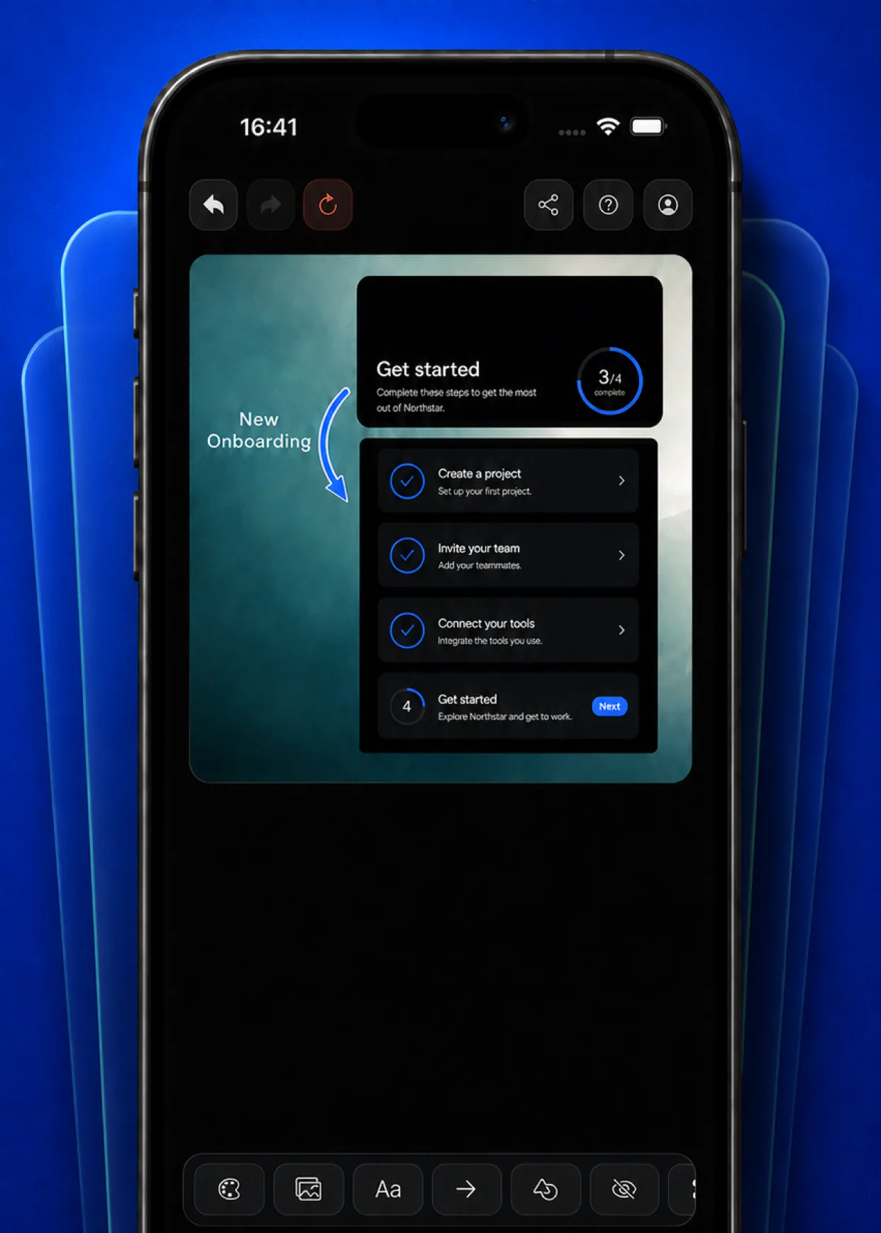 ScreenEdit editing an onboarding screenshot on iPhone